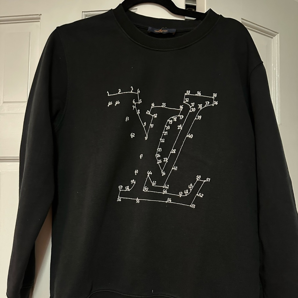 Louis Vuitton Black Crewneck with White Connect-the-Dots LV